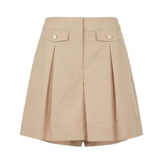 Twinset Casual Shorts, female, Beige, Size: S Pleat Pocket Shorts
