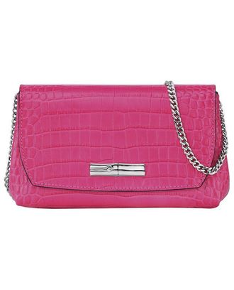 Longchamp Clutch aus Leder in Kroko-Optik Roseau, Frau, Rosa, TU