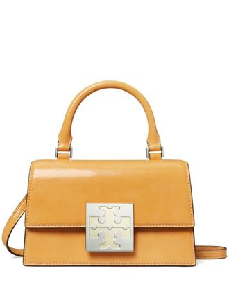 Tory Burch mini Bon Bon patent-leather tote bag - women - Patent Leather/Suede/Nappa Leather - One Size - Orange
