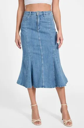 Guess Lia Denim Midi Skirt in Meadows at Nordstrom, Size 29