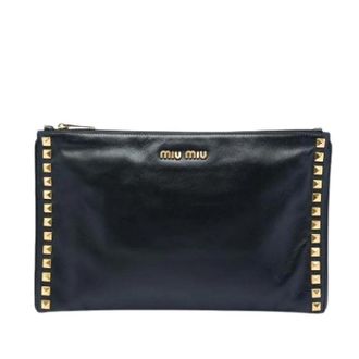 Miu Miu Pre-owned Studded Clutch - Dames - Vintage Clutch - Zwart - ONE Size - Leer - Vintage