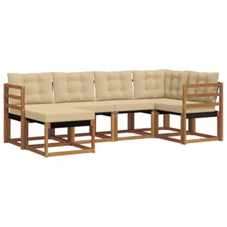 vidaXL Conjunto De Sof&aacute;s De Exterior Con Coj&iacute;n 6 Pcs Natural Y Beige Vidaxl
