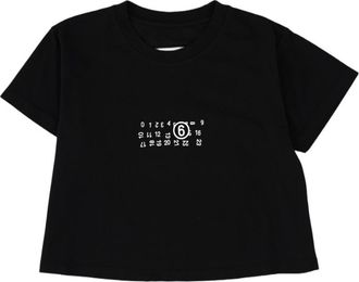 Maison Margiela Cropped White Printed Cotton T-Shirt