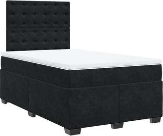 vidaXL Box Spring Bed with Mattress Black 120x190 cm Small Double Velvet Vidaxl