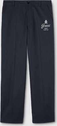 Gucci Cotton Twill Pants With Print, Size 44, Blue, Ready-to-wear