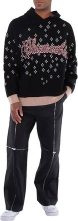 Bluemarble Jacquard Rhinestoned Hooded Jumper