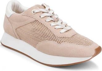 L'agence Deepa Mixed Media Running Sneaker in Latte Suede at Nordstrom, Size 5.5