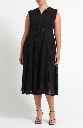 Estelle Blair Eyelet Sleeveless Maxi Dress in Black at Nordstrom, Size 20W