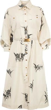 Moncler Abito in cotone a fiori - Toni neutri