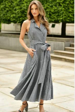 Lavender Brown Zola Midi Dress In Black/ White
