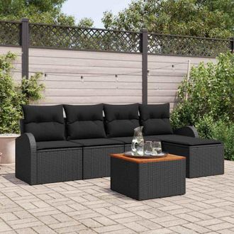 vidaXL Vidaxl - Conjunto De Sof&aacute; De Jard&iacute;n 6 Pcs Negro