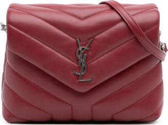 Saint Laurent Dark Red TLoulou oy Matelasse Leather Monogram Crossbody