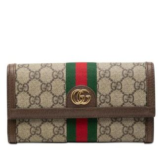 Gucci Vintage, unisex, Bruin, ONE Size, Leer, Pre-owned Long Wallet