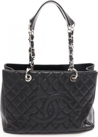 Chanel Black Grained Calfskin Handbag Tote Bag (Pre-Owned)