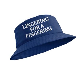 Generic Funny Lesbian Bucket Hat Lingering for A Fingering (UK, Alpha, S, Navy)