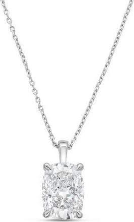 Diana M. Jewels 14kt white gold lab grown cushion cut diamond pendant weighing 5.00 ct on a solid bail