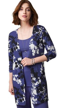 Jessica London Everyday Stretch Knit Open Front Cardigan in Dusk Graphic Floral at Nordstrom, Size 28