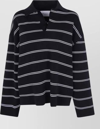 Ami striped long-sleeve polo top