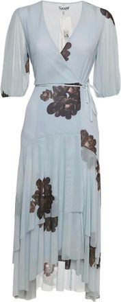 Ganni Chemisier midi a fiori - Blu