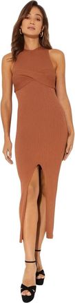 Nanushka Caramel Fitted Midi Jurk - Dames - Casual kleedjes - Bruin - S - Kleedjes