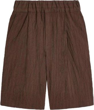 Dries Van Noten Pleated Bermuda Shorts - Heren - Korte Broeken - Bruin - M - Katoen - Korte Broeken