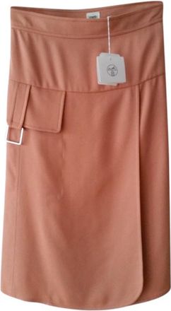 Herm&egrave;s Rose Bubinga Esprit Silk Crepe Skirt Size S