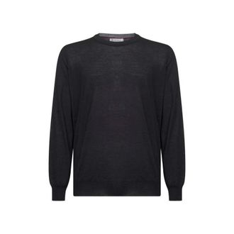 Brunello Cucinelli Black Wool Silk Knit Sweater, Brand Size 46 (US Size 36)