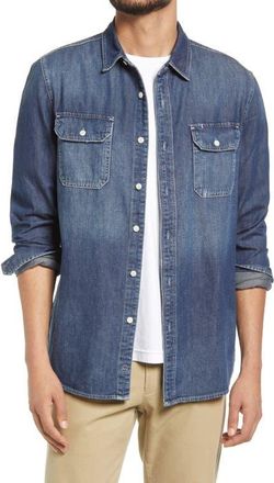 AG - Adriano Goldschmied Benning Chambray Slim Fit Utility Shirt in Nucleus at Nordstrom, Size Large