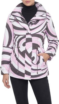 Gorski Lightweight Printed Jacket, Concealed Hood in Pink Swirl at Nordstrom, Size X-Small