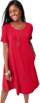 Jessica London Stretch Knit A-Line Dress in Vivid Red at Nordstrom, Size 24