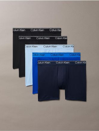 Calvin Klein Mens Microfiber Stretch 5-Pack Boxer Brief - Blue - XL