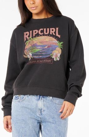Rip Curl Sunset Relaxed Graphic Sweatshirt in Resort Washed Black at Nordstrom, Size X-Large