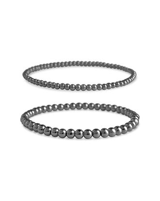 Sterling Forever Silver Beaded Stretch Bracelet Set