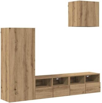 vidaXL Unidades de pared para TV 4 pcs Roble artesanal vidaXL