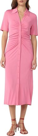 Diane Von F&uuml;rstenberg Zoey Short Sleeve Ruched Shirtdress in Antique Pink at Nordstrom, Size Xx-Small