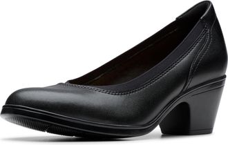 Clarks Womens Emily 2 Edyth Pump, Black Leather, 12 Wide