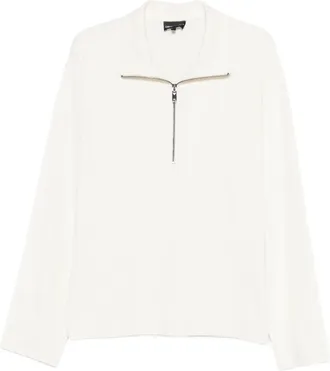 Emporio Armani zip-collar sweater - men - Viscose/Polyamide/Elastane - S - Neutrals