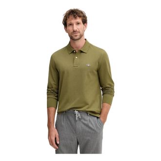 GANT Shield Piqu&eacute; Rugger - Heren - Polos - Groen - S - Katoen - Tops
