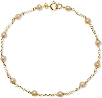 Jewelmak 14K Champagne Pearl & Pearl Bracelet