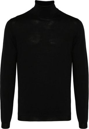 Goes Botanical Zwarte Merinowol Coltrui Sweater - Heren - Coltruien - Zwart - L - Wol - Truien & Vesten
