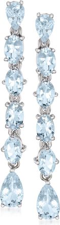Ross-Simons Aquamarine Linear Drop Earrings in Sterling Silver