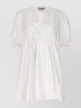 Ganni organic cotton bow-detail mini dress