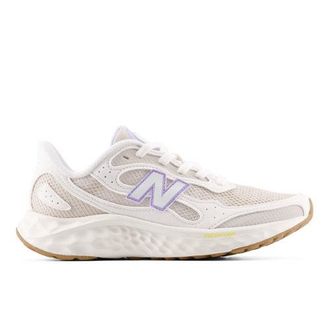 New Balance Womens Arishi v4 in White/Grey/Purple Synthetic, size 3.5 Narrow