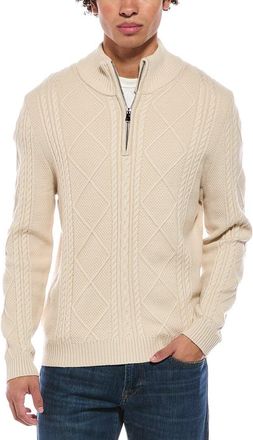 Jason Wu Quarter Zip Diamond Cable Knit Mock Neck Sweater