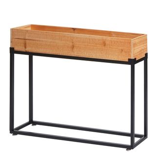 Hhg Hhg - Nunca Usado] Jardinera 482, Jardinera Para Hortalizas, Madera-acero 62x80x16cm, Marco Negro, Color Natural