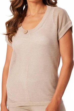 French Kyss Crochet Scoop Short Sleeve Top In Beige