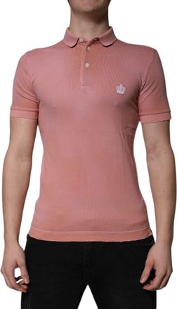 Dolce & Gabbana Pink Cotton Crown Collared Polo Mens T-shirt (Pre-Owned)