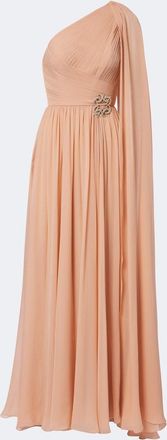 Elie Saab Embellished pliss&eacute; one-shoulder silk gown