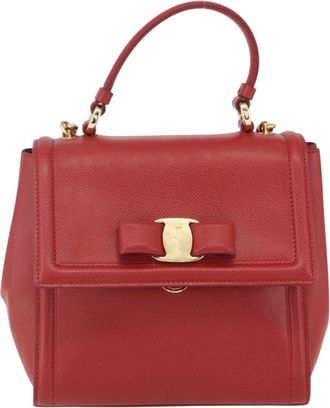 Ferragamo Vala Handbag Leather Red Leather Handbag (Pre-Owned)