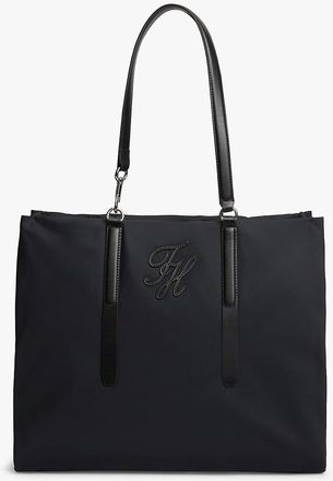 Tommy Hilfiger Womens Water-Repellent Script Monogram Tote Bag - Black